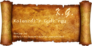 Koleszár György névjegykártya