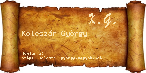 Koleszár György névjegykártya